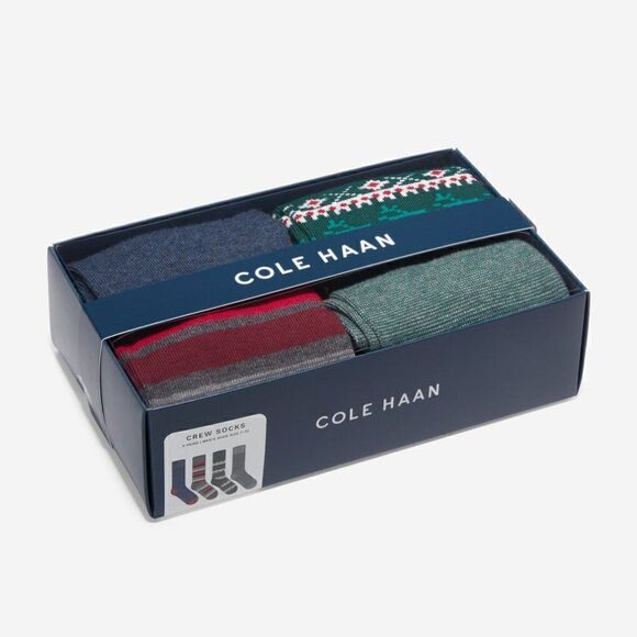 Cole Haan 4-Pair Dress Crew Socks Gift Box. Fits shoe sizes 7 to 12. NWT - Picture 1 of 10